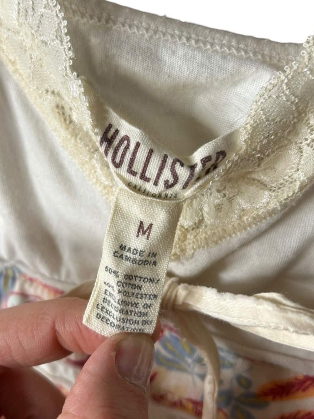 Y2K Hollister Coquette Lace Babydoll Tank Fairy Floral Empire Waist M - Picture 12 of 15